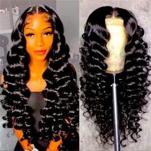 Human hair wigs,28 inches Malaysian deep wave.ladies flare bottom jeans, Yeezy’s